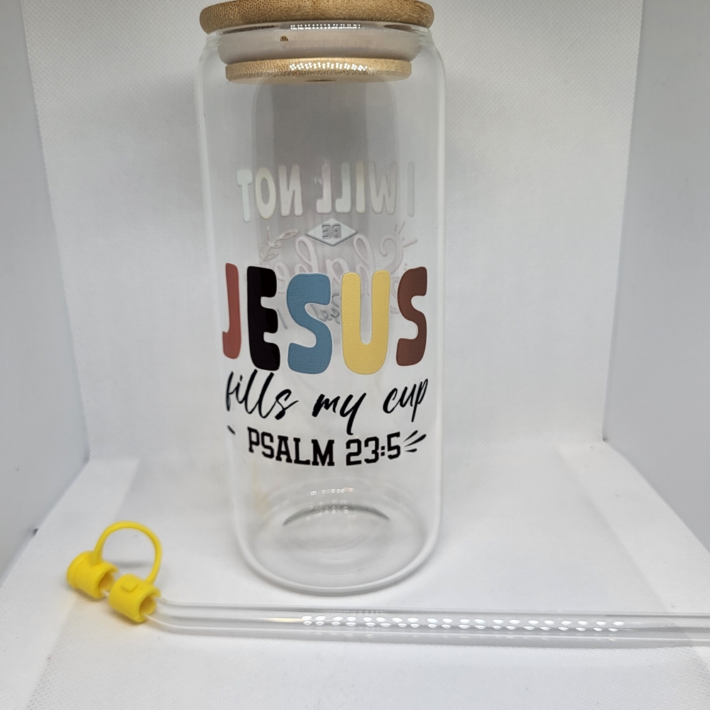 20oz Inspirational Glass Personalized Tumbler with Straw & Topper